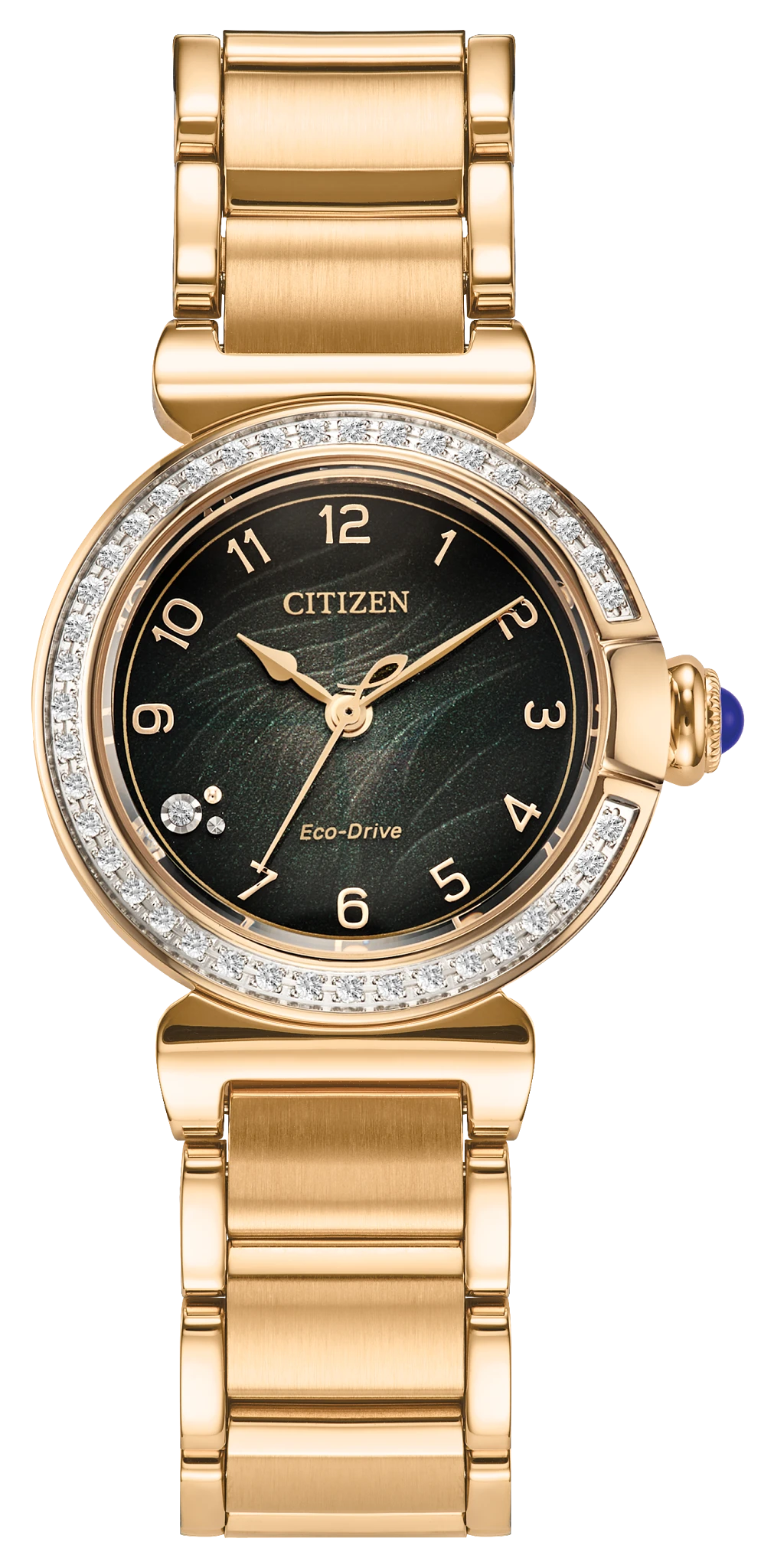 Citizen L Mae Green Dial Stainless Steel Bracelet EM1123-62X | CITIZEN